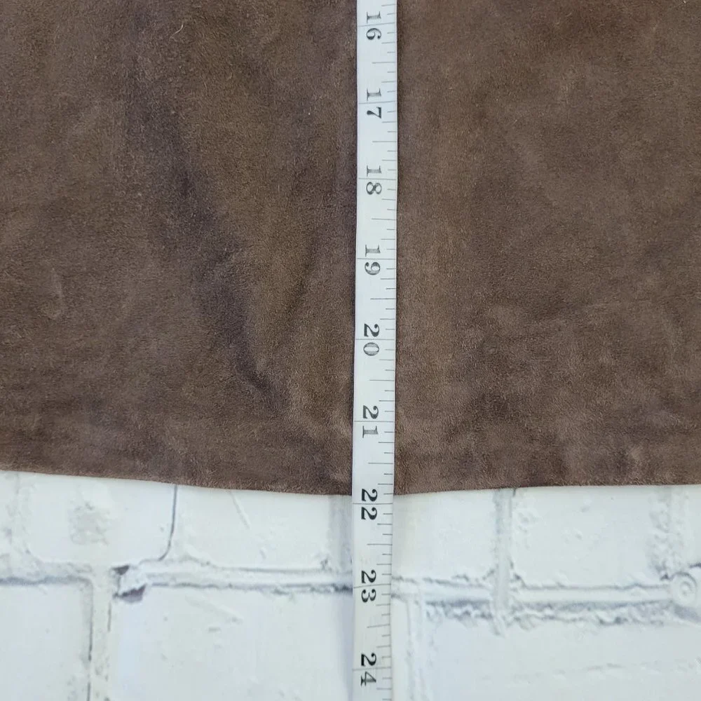 INC International Concept Woman’s brown genuine suede leather skirt size 6 - Picture 5 of 13